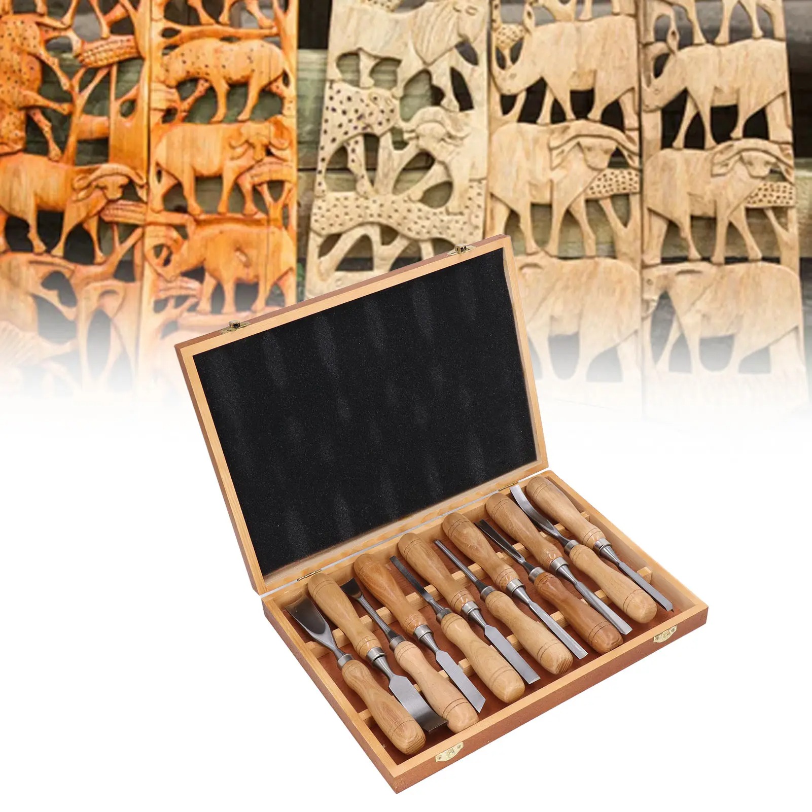 Chisel Set Wood - Ensemble de 12 outils de sculpture