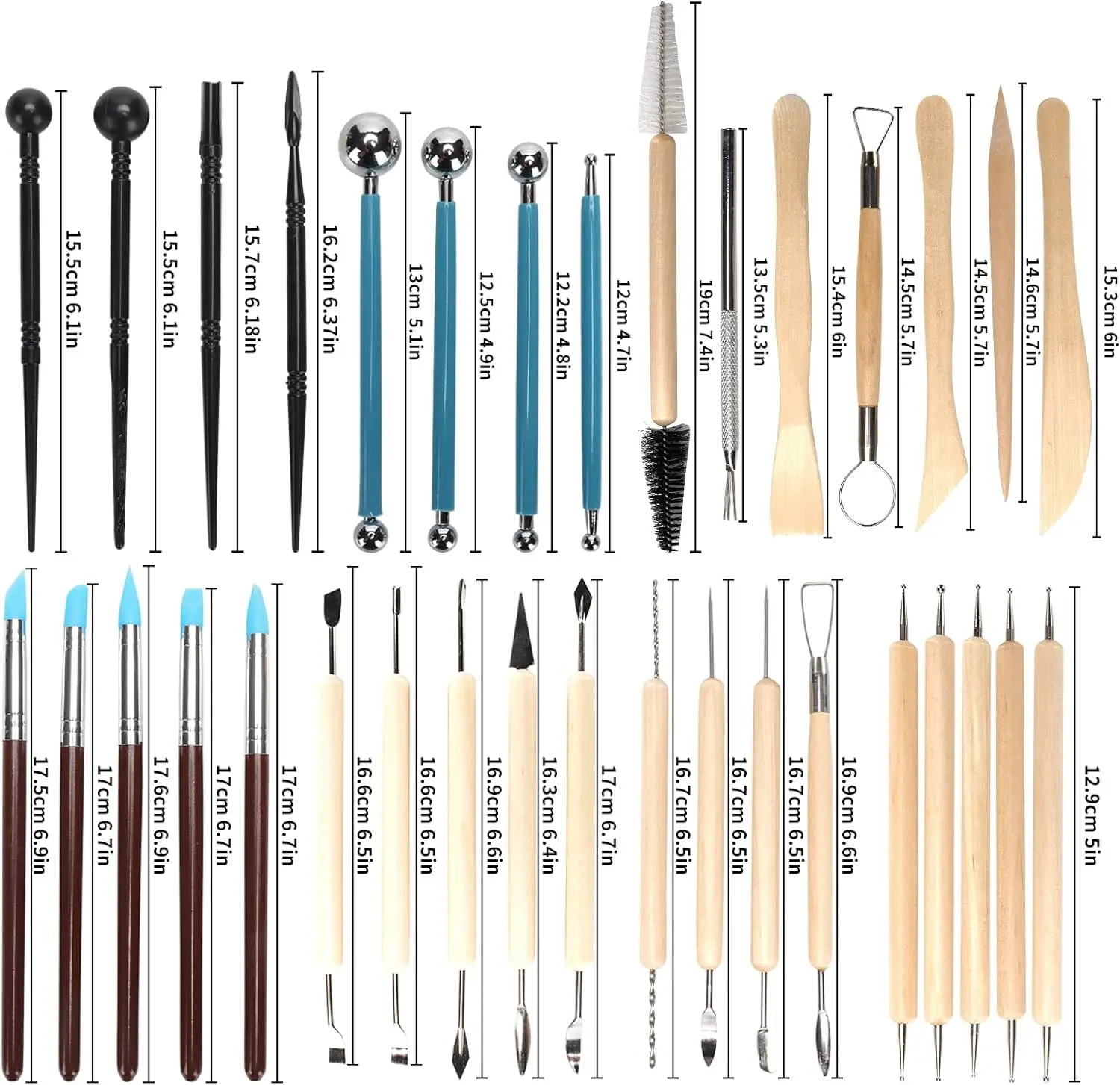 Chisel Set Wood - Ensemble d'outils de poterie 8-61 pièces-Kit