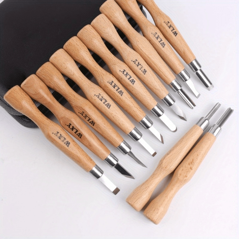 Chisel Set Wood - Ensemble de 12 ciseaux et couteaux
